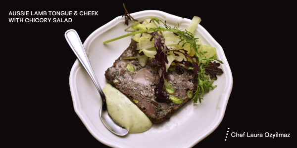 Lamb tongue and cheek dish