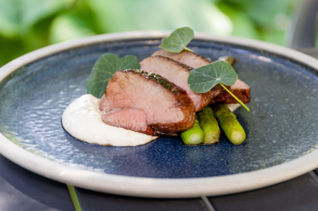 Slow-Roasted Aussie Lamb Sirloin with Orange Chili Glaze & Fried Garlic Yogurt