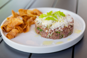 Aussie Lamb Loin Tartare with Anchovy Aioli & Potato Chips