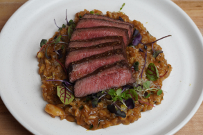 Australian Wagyu Flat Iron with Caramelized Onion & Garlic Risotto