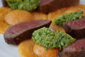 Australian Grassfed Ribeye with Roasted Beet Ravioli