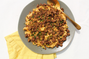 Spicy Mac and Cheese with Lamb Merguez Crumble