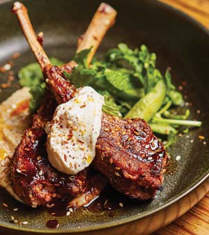 Za’atar Lamb Chops, Eggplant, Cucumbers, Preserved Lemon, Labneh