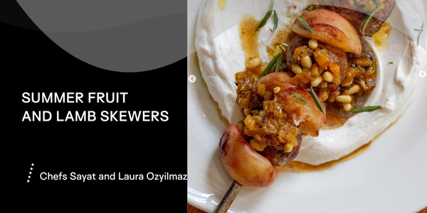 summer fruit  and lamb skewers