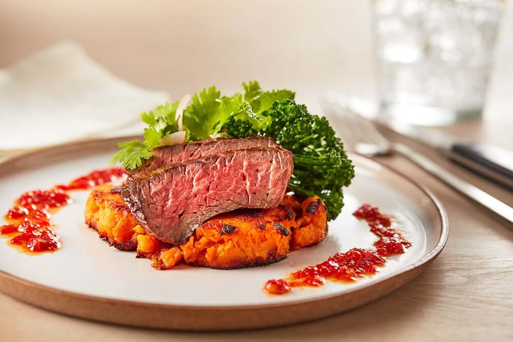 Harissa and Honey Glazed Aussie Beef Stuffed Sweet Potato | Aussie Beef & Lamb | Food Service | Nort