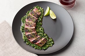 Aussie Grassfed Beef Sirloin "Burnt Ends" With Chimichurri Sauce And Lime | Aussie Beef &amp; Lamb | Food Service | North America