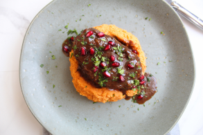 Pomegranate-Glazed Aussie Beef Short Ribs with Harissa Whipped Sweet Potatoes | Aussie Beef & Lamb |